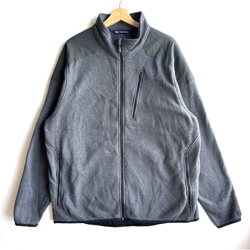 5.11 Tactical Series Jacket Men’s Size 2XL Gray Fleece Full Zip Mock Neck Hiking